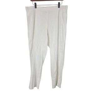 J.Jill Linen Stretch Capri Pants M Womens White Mid Rise Elastic Waist Beachy